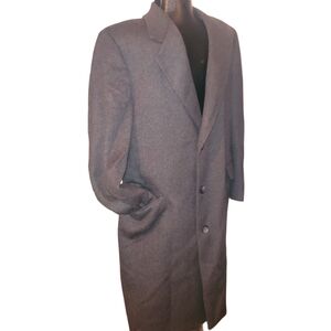 Mens Dark Grey 100% Virgin Wool Classic Long Overcoat 42